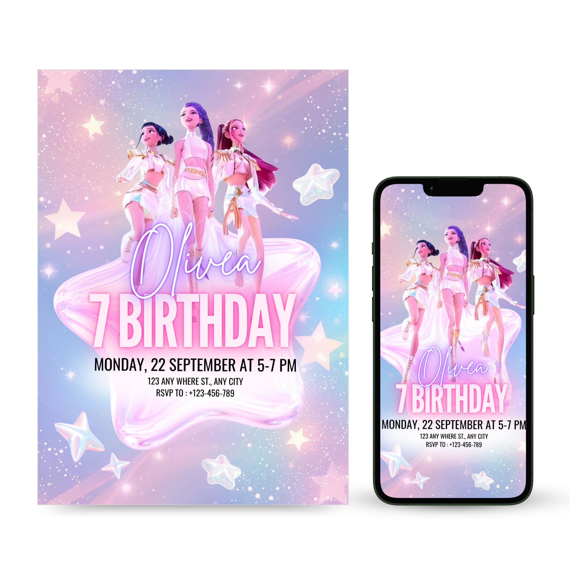 KPOP Demon Hunters Birthday Invitation Template
