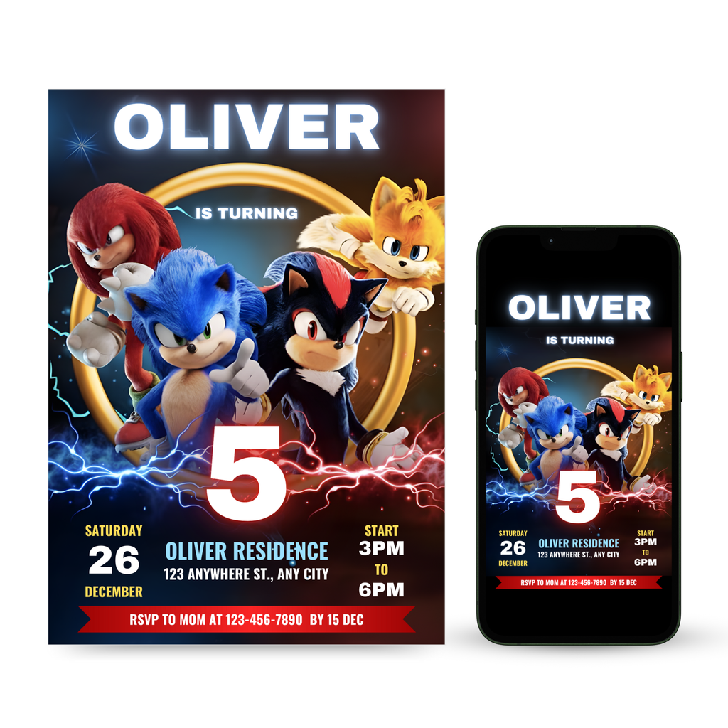 Sonic Invitation Template - Earthyprints