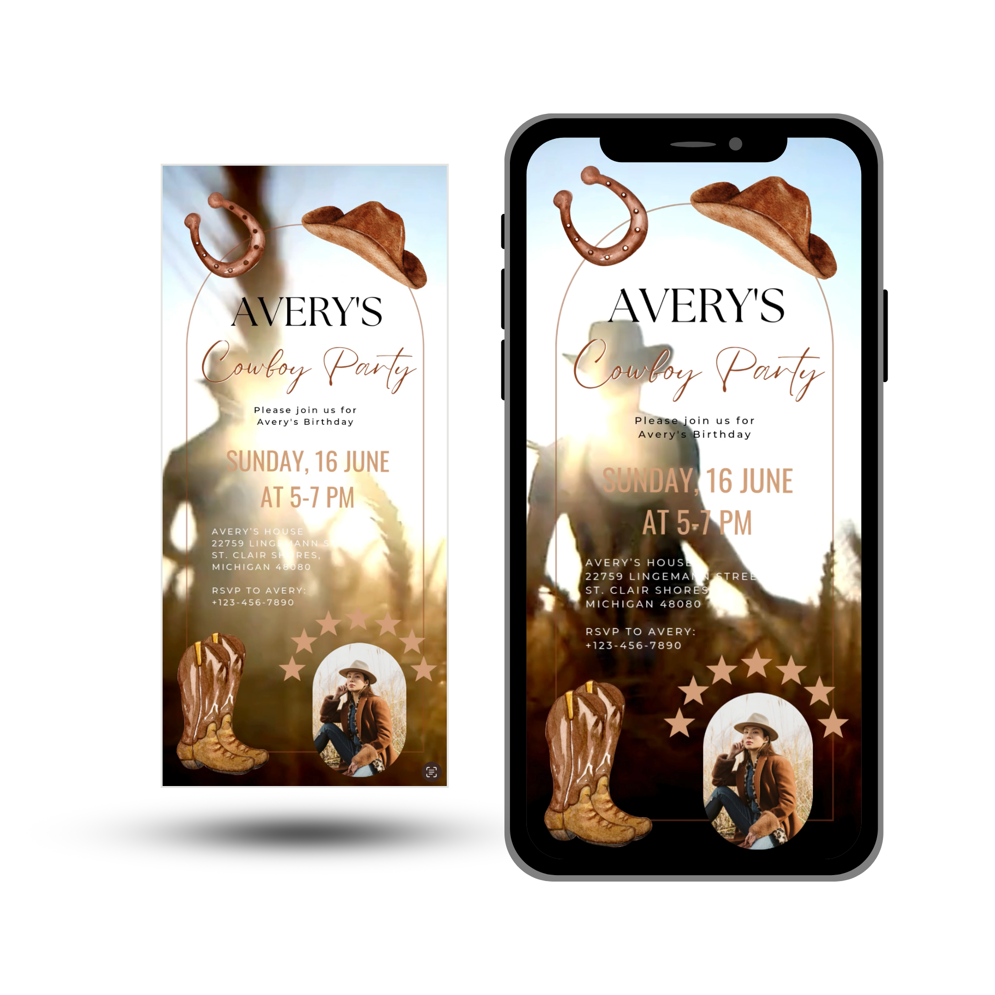 Digital Cowboy First Rodeo Invitation Template