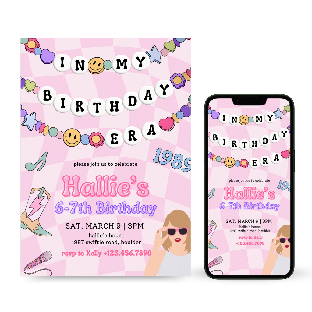 In My Birthday Era Template colorful pastel kids invitation design