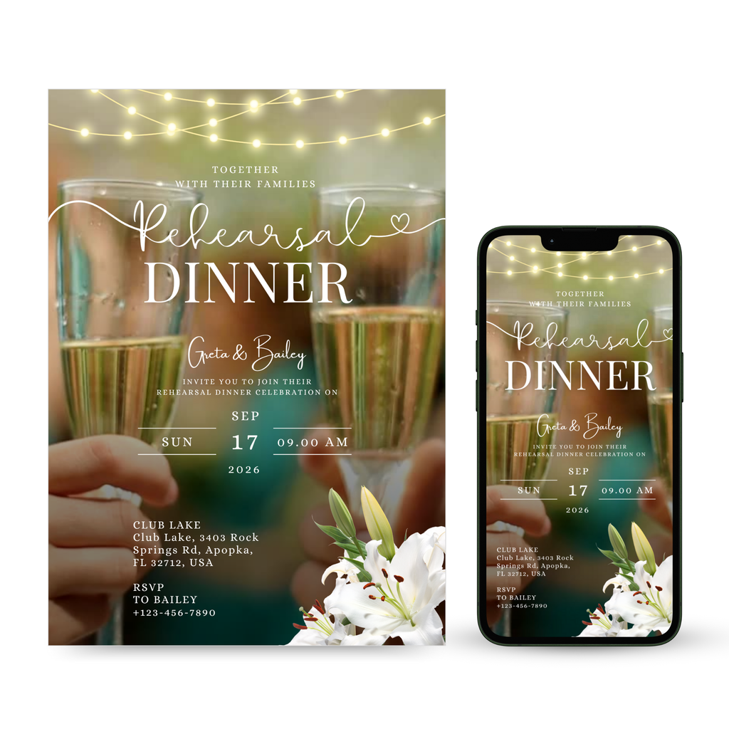 Country style rehearsal dinner rustic wedding invitation template