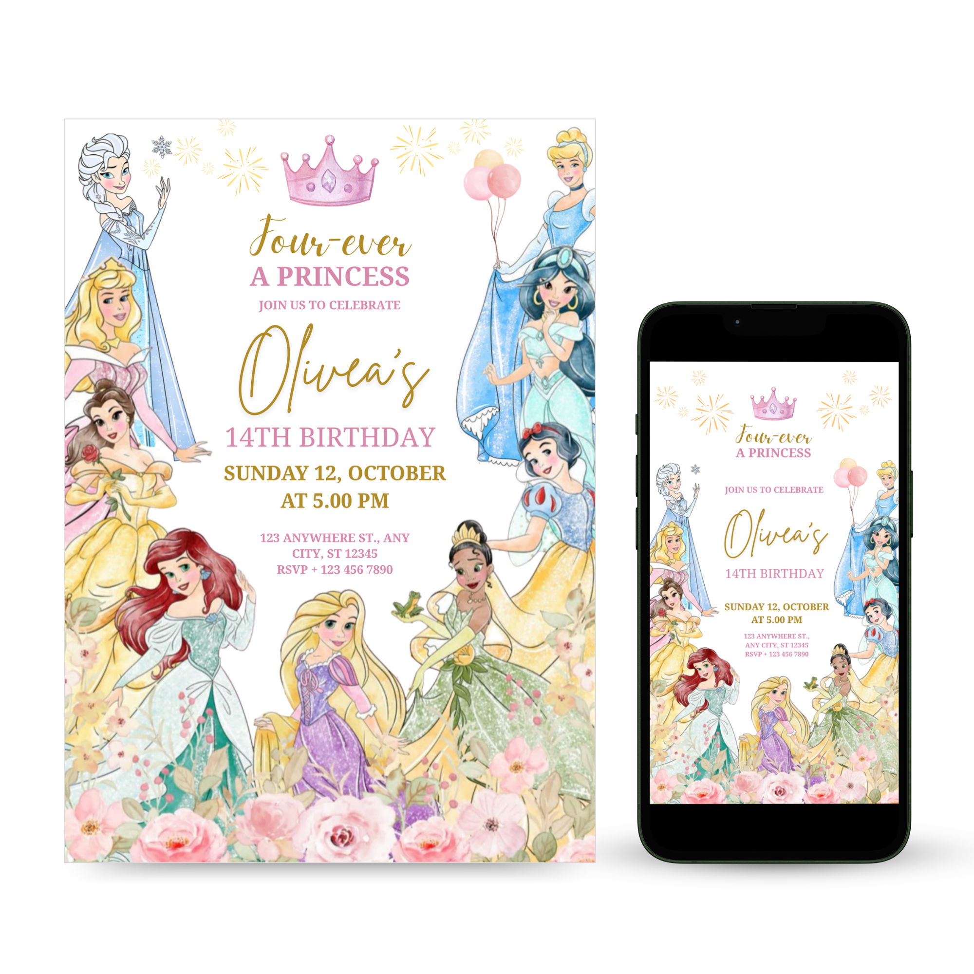 Princess Birthday Four-Ever Invitation Template