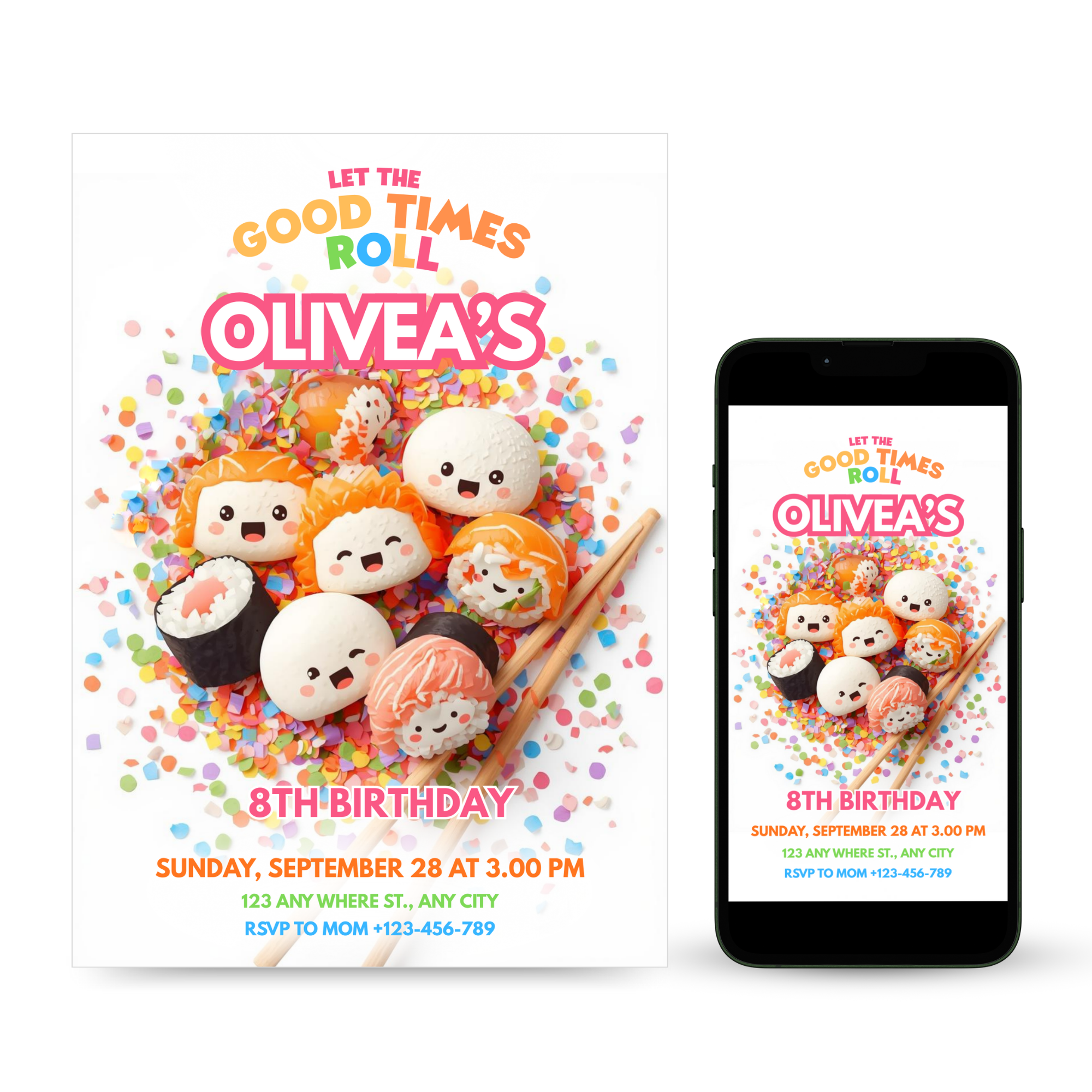 Sushi Birthday Party Invitation Template