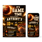 Basketball birthday invitation template for kids