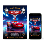 Lightning McQueen birthday invitation template red racing theme