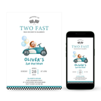 two fast birthday invitation race car theme