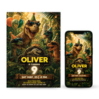 Dinosaur birthday party invitation template for kids
