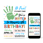 Hi Five 5th birthday invitation colorful kids template