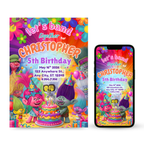 Trolls birthday invitation colorful rainbow design
