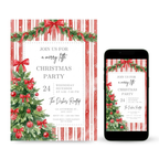 Editable Red Bow Holiday Gathering Invitation Template