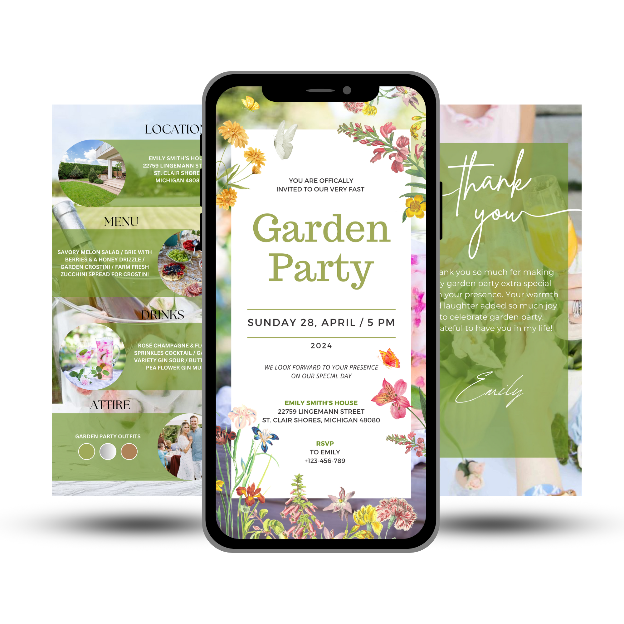 Digital Wildflower Garden Party Invitation Template