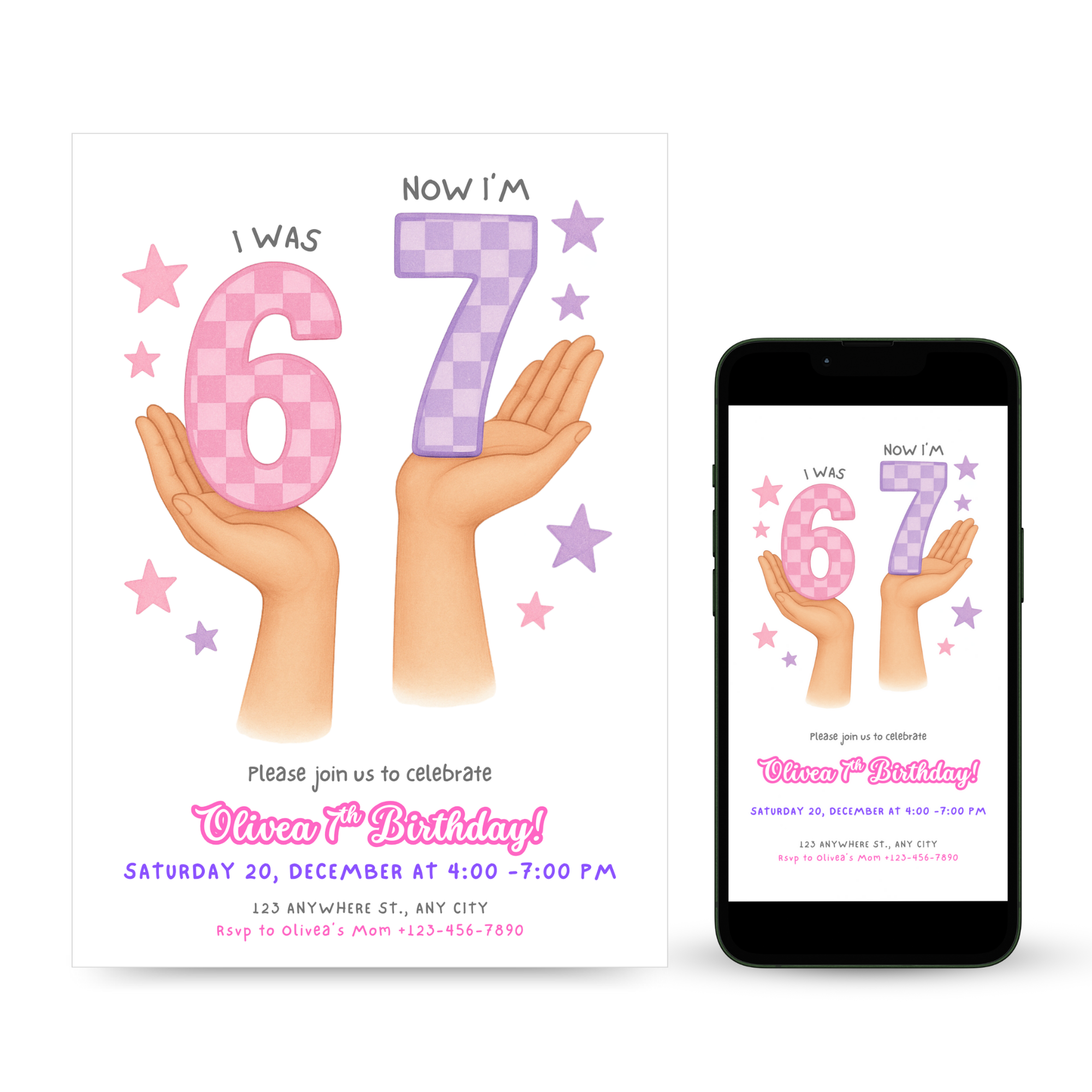 6-7 Birthday Invitation for Girls