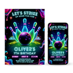 bowling birthday invitation template colorful pins and ball