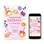 emoji birthday invitation colorful kids template
