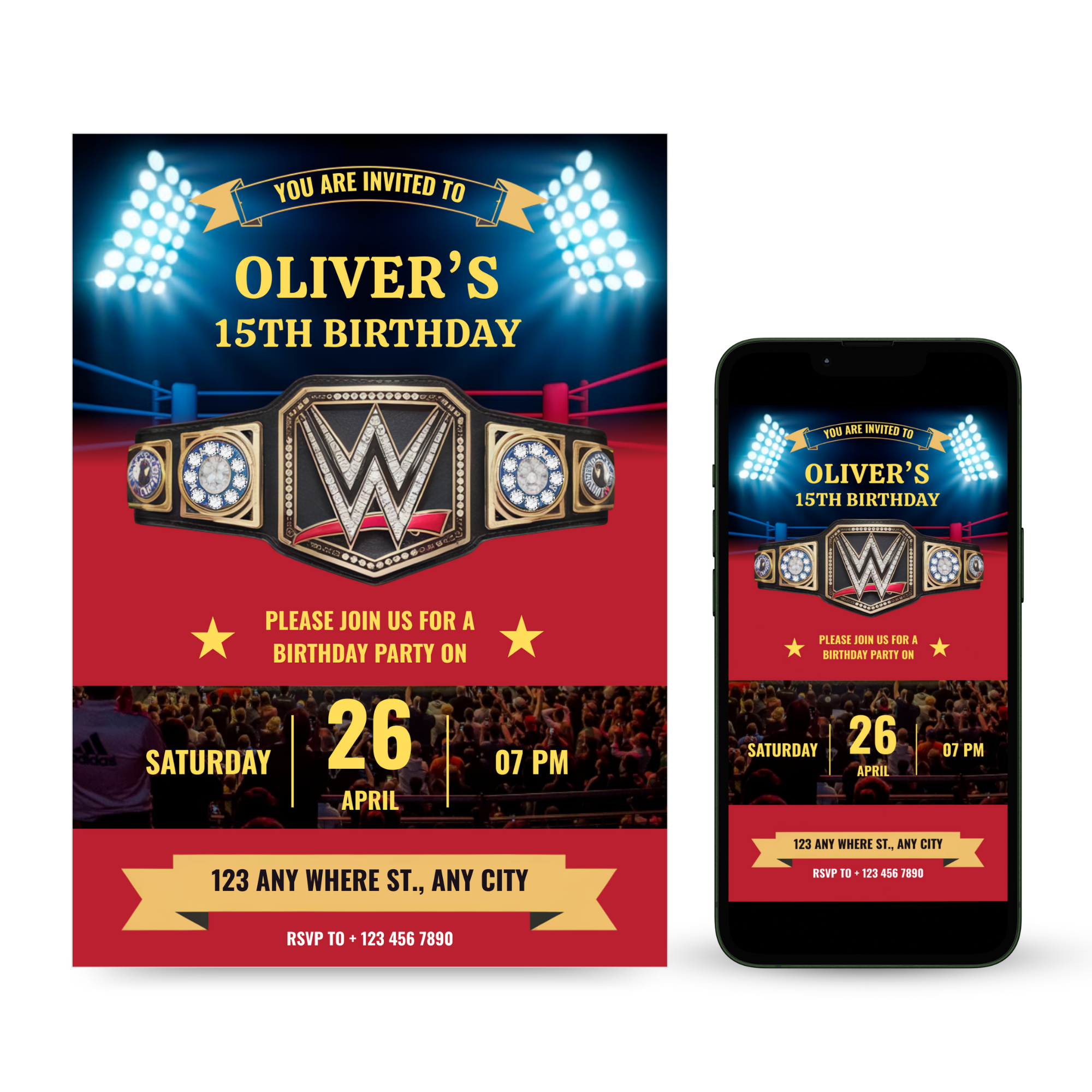 WWE Birthday Invitation Template for Kids