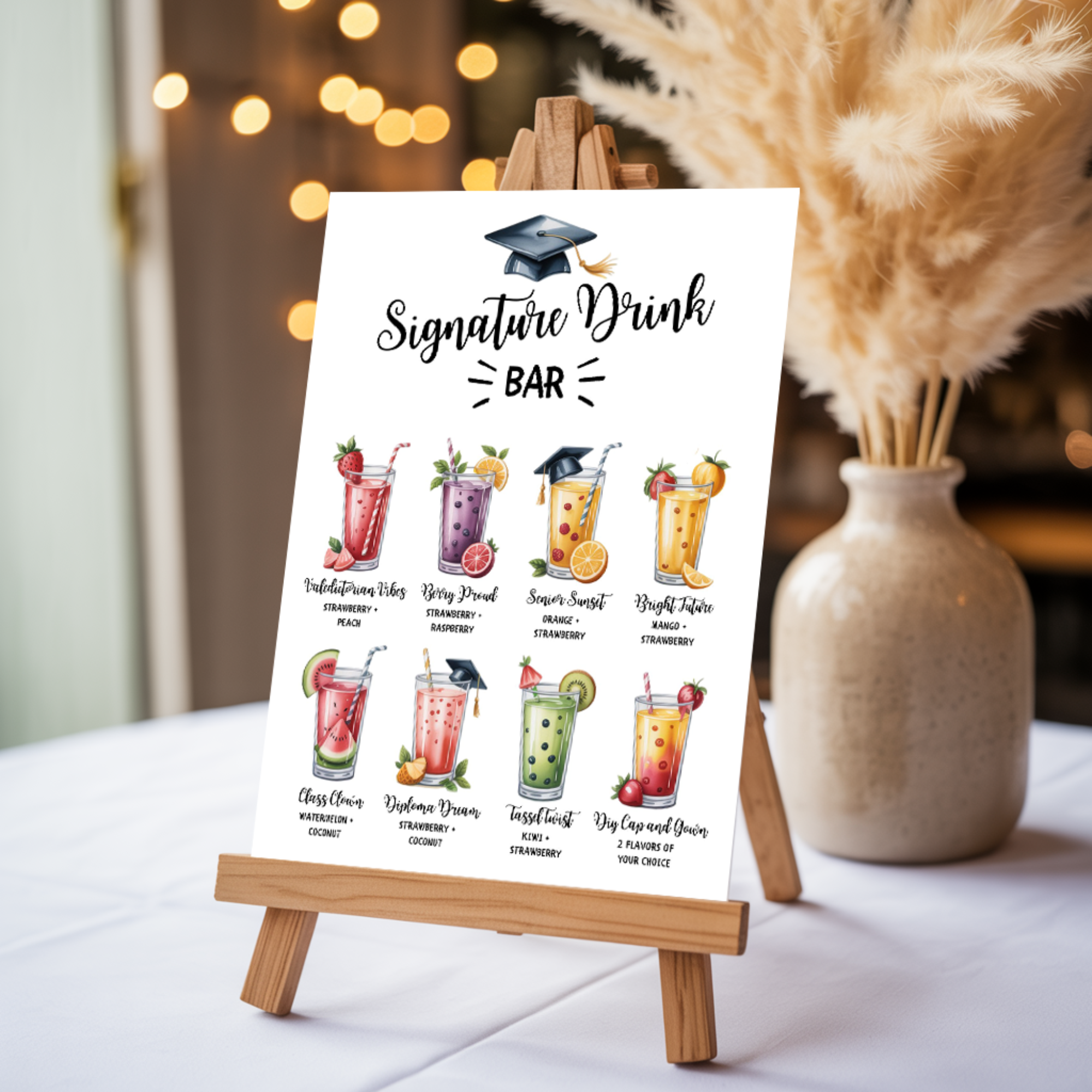 Customized Graduation Signature Drink Bar Menu