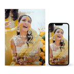 Traditional Haldi Kumkum Invitation with marigold and diya design