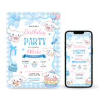 Cinnamoroll Birthday Invitation editable Canva template