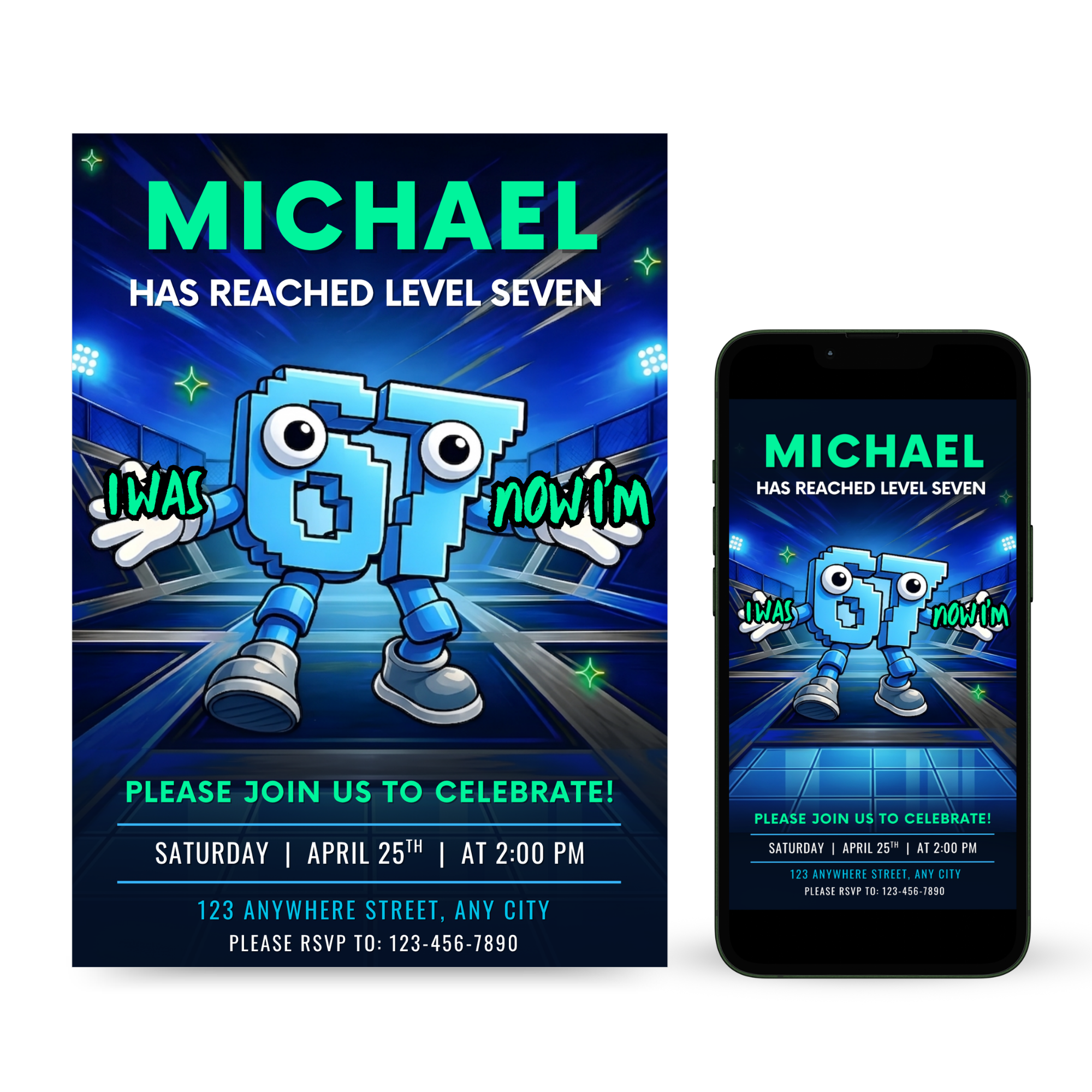 6 7 birthday trampoline park invitation colorful kids design