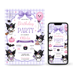 Kuromi Birthday Invitation editable Canva template