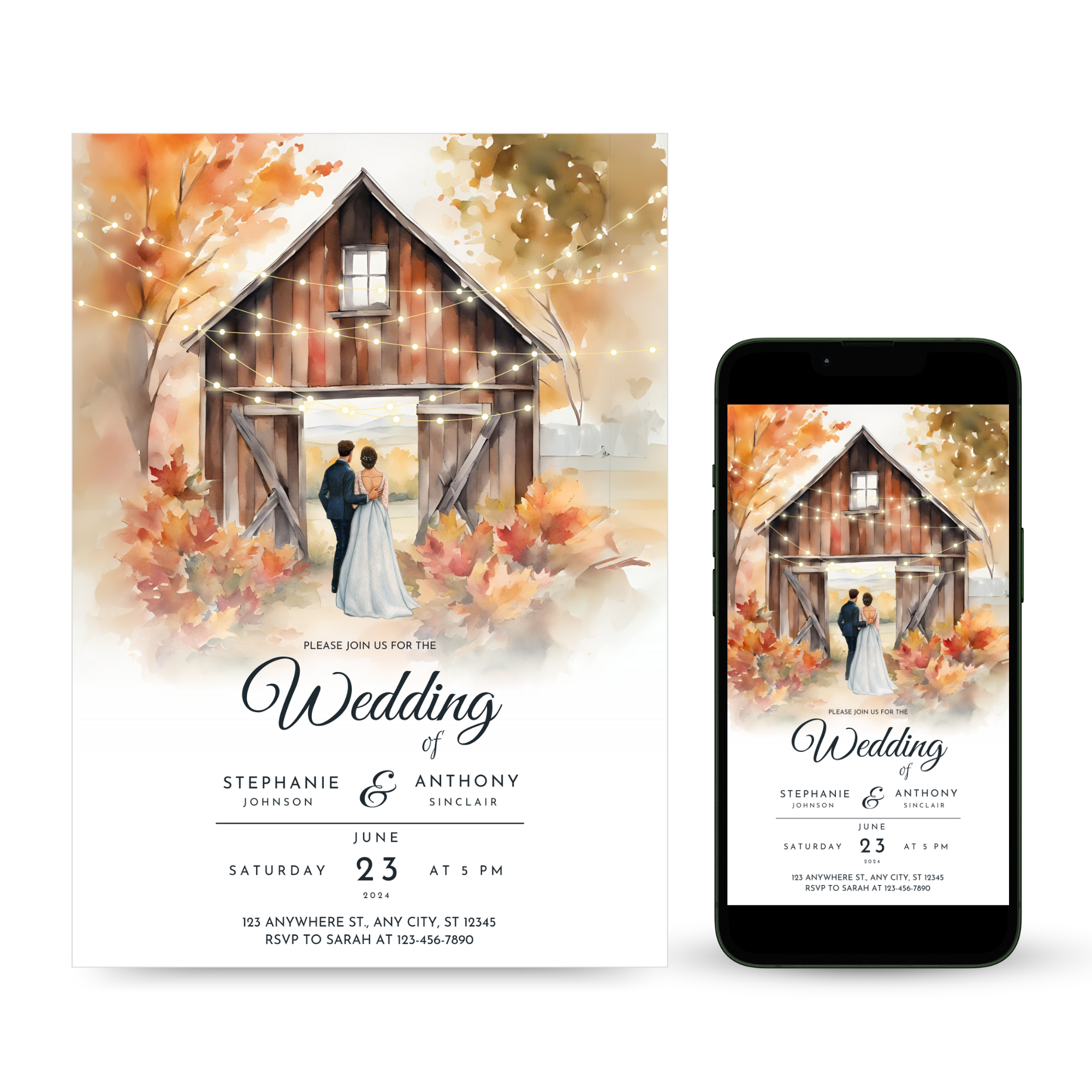 Rustic Barn Wedding Invitation Template