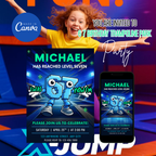 trampoline park birthday invitation template editable canva