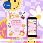 editable emoji birthday invitation canva design