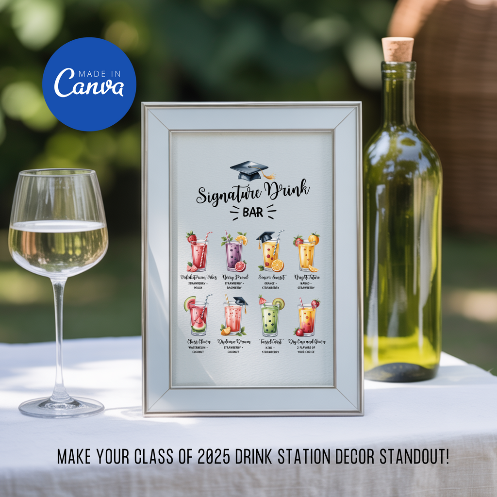 Customized Graduation Signature Drink Bar Menu
