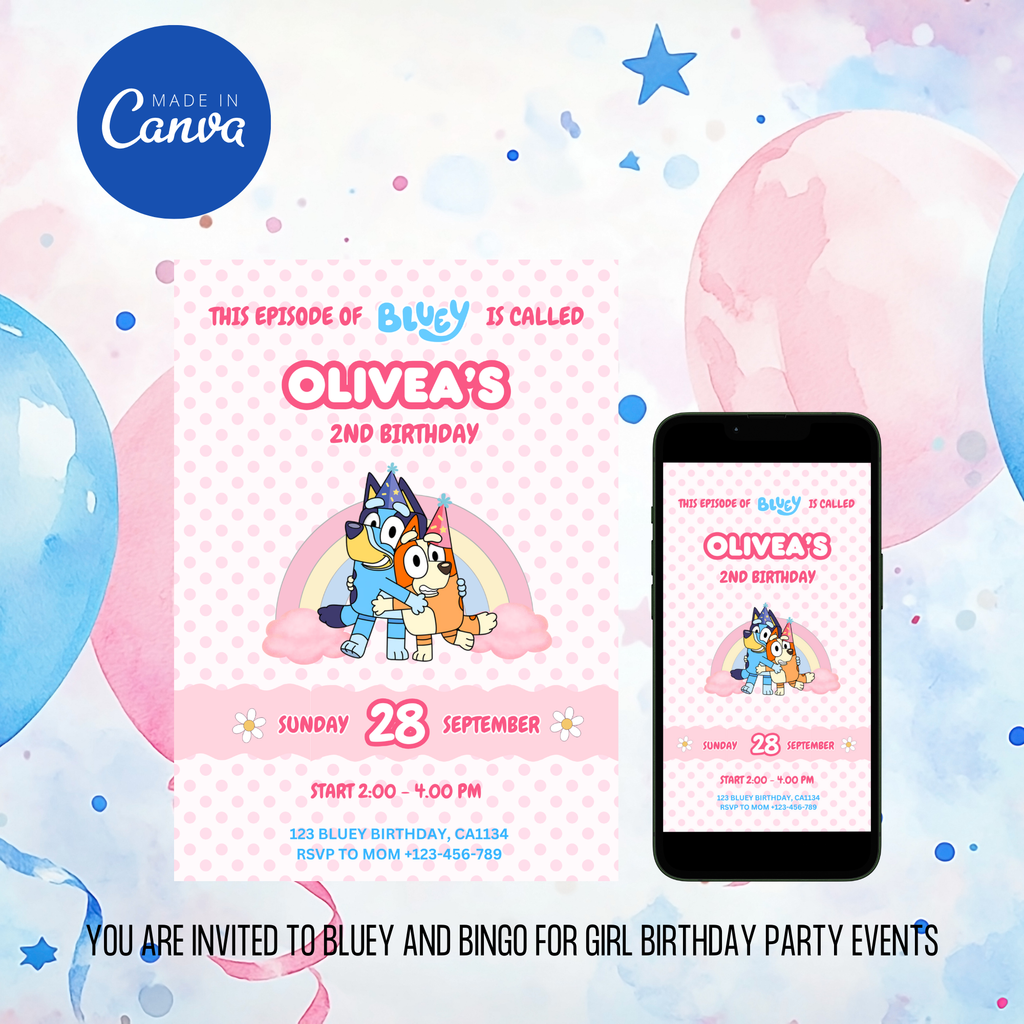Bluey Birthday Invitation Template