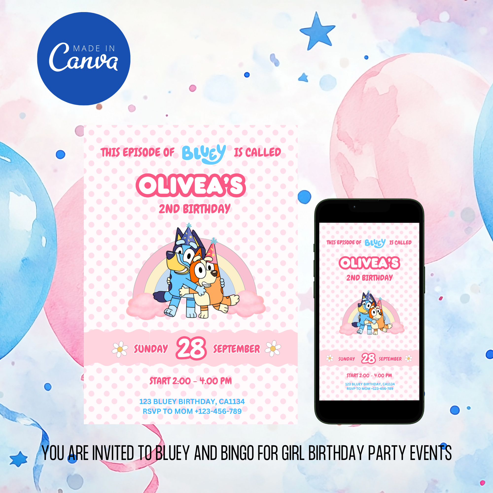 Bluey Birthday Invitation Template