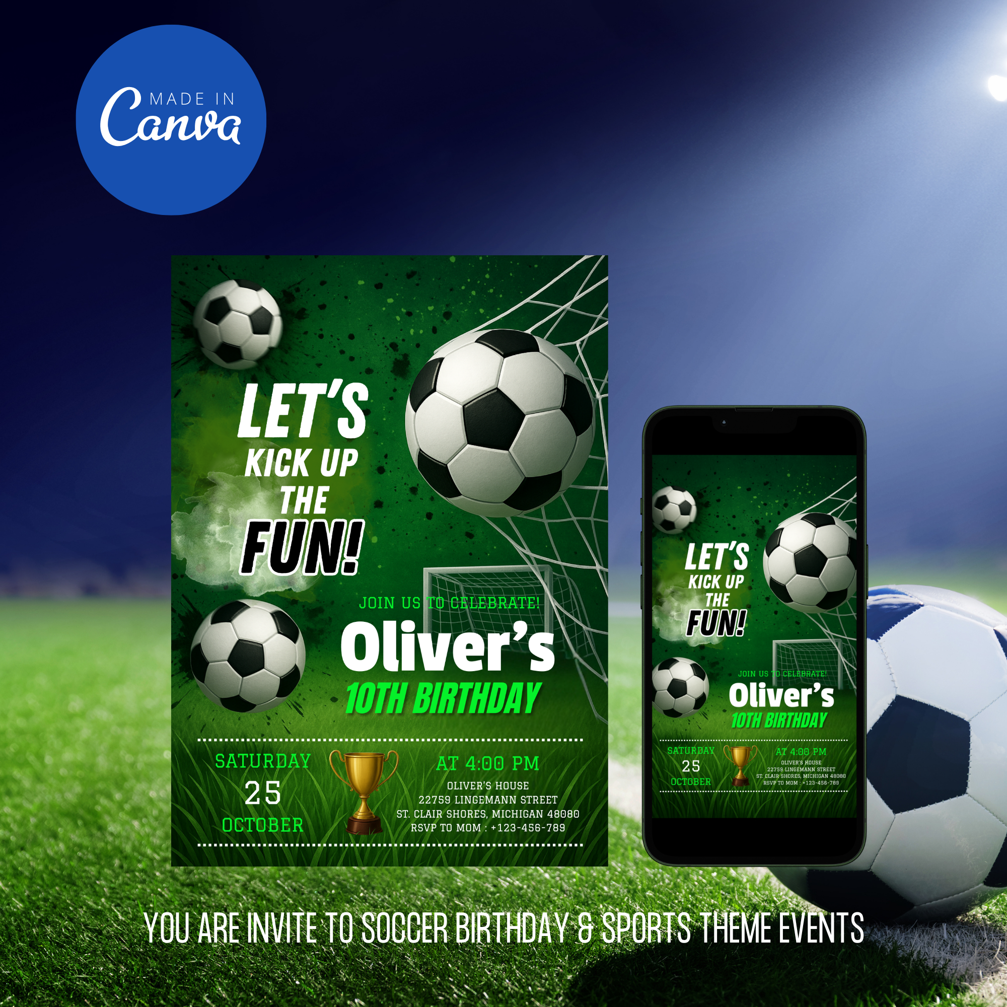 Soccer Birthday Invitation Template