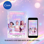 KPOP Demon Hunters Birthday Invitation Template