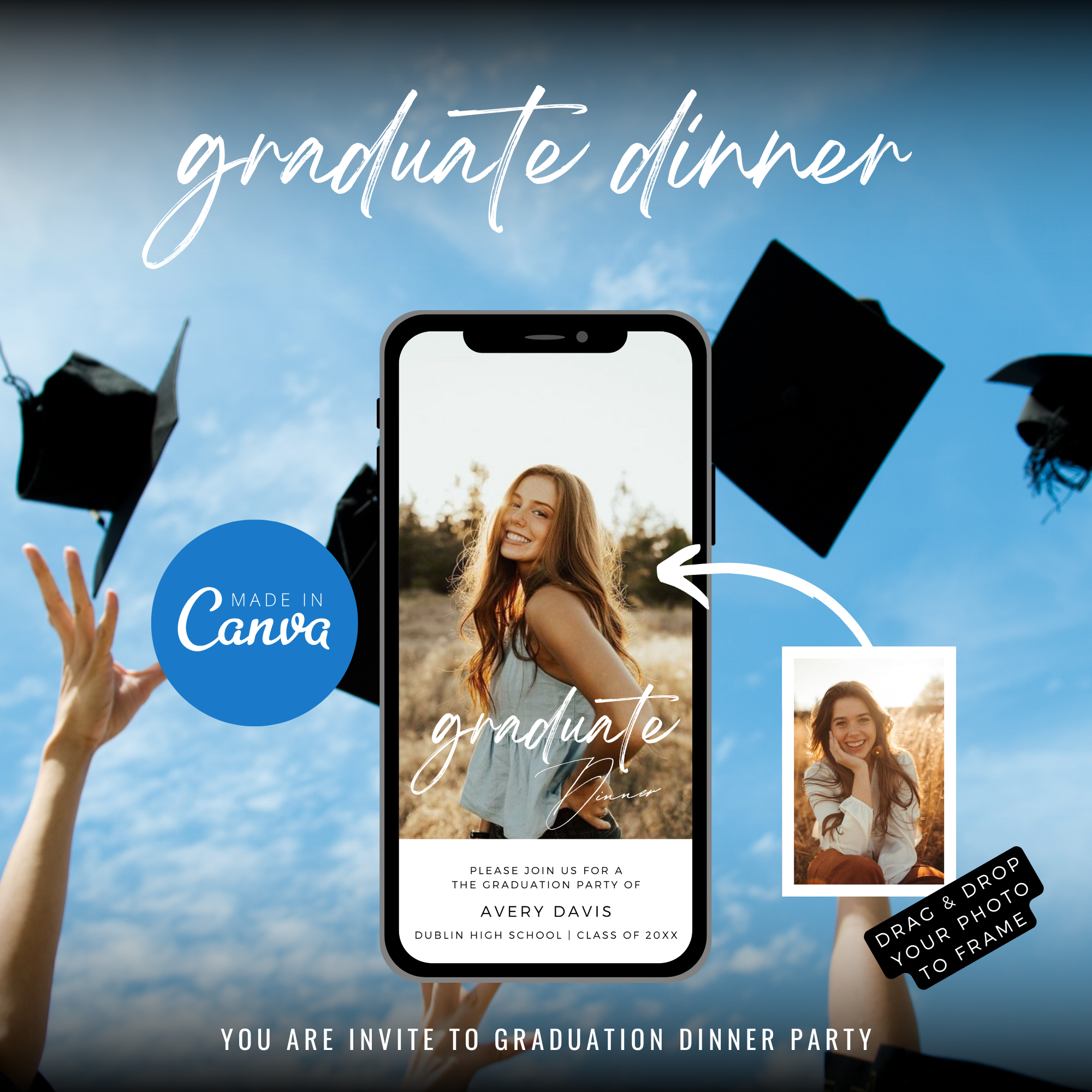 Class of 2026 Graduation Dinner Invitation Template - Earthyprints