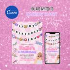 Trendy kids birthday invitation era theme editable Canva template