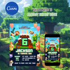 Pixel gaming birthday invitation for kids party