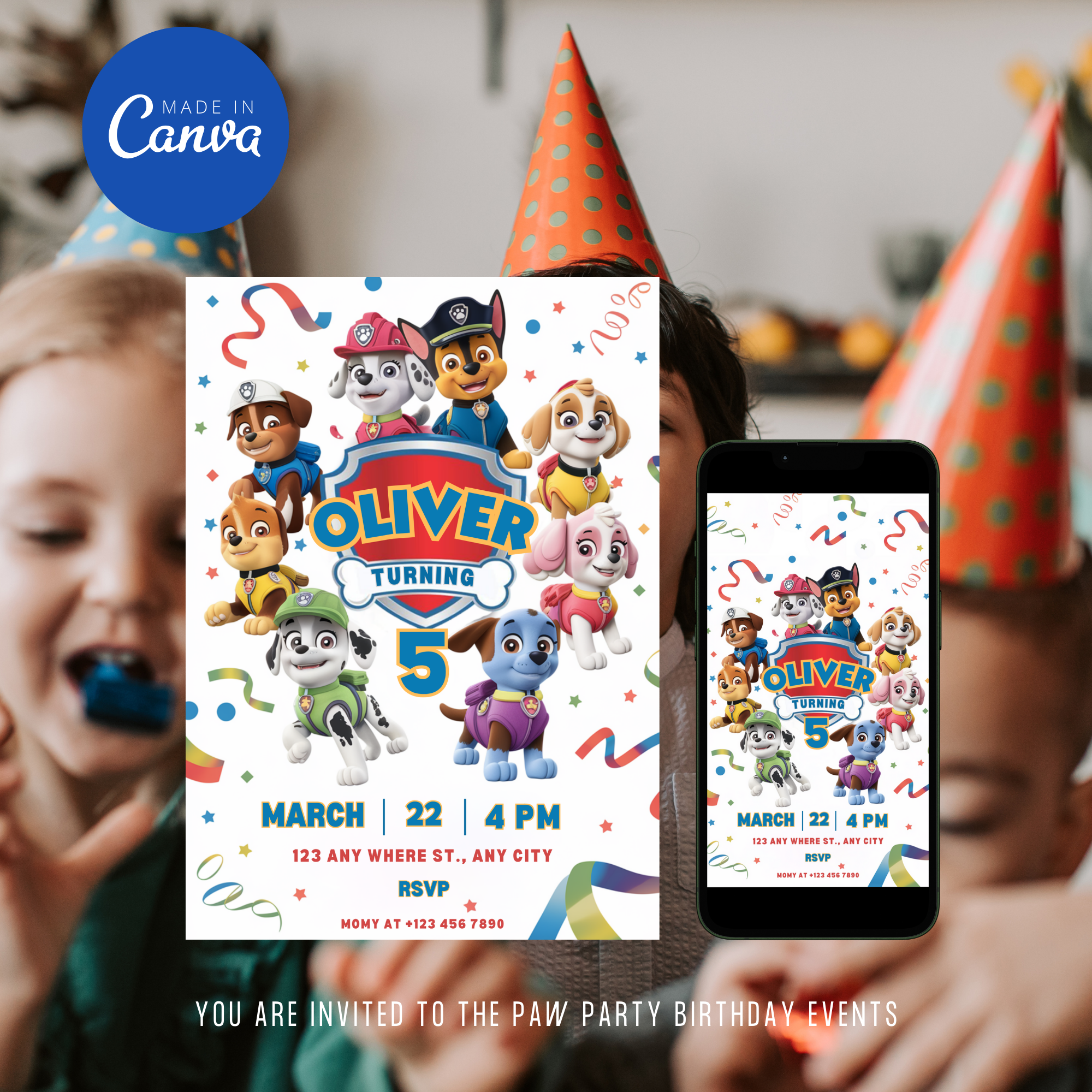 Paw Party Birthday Invitation Template