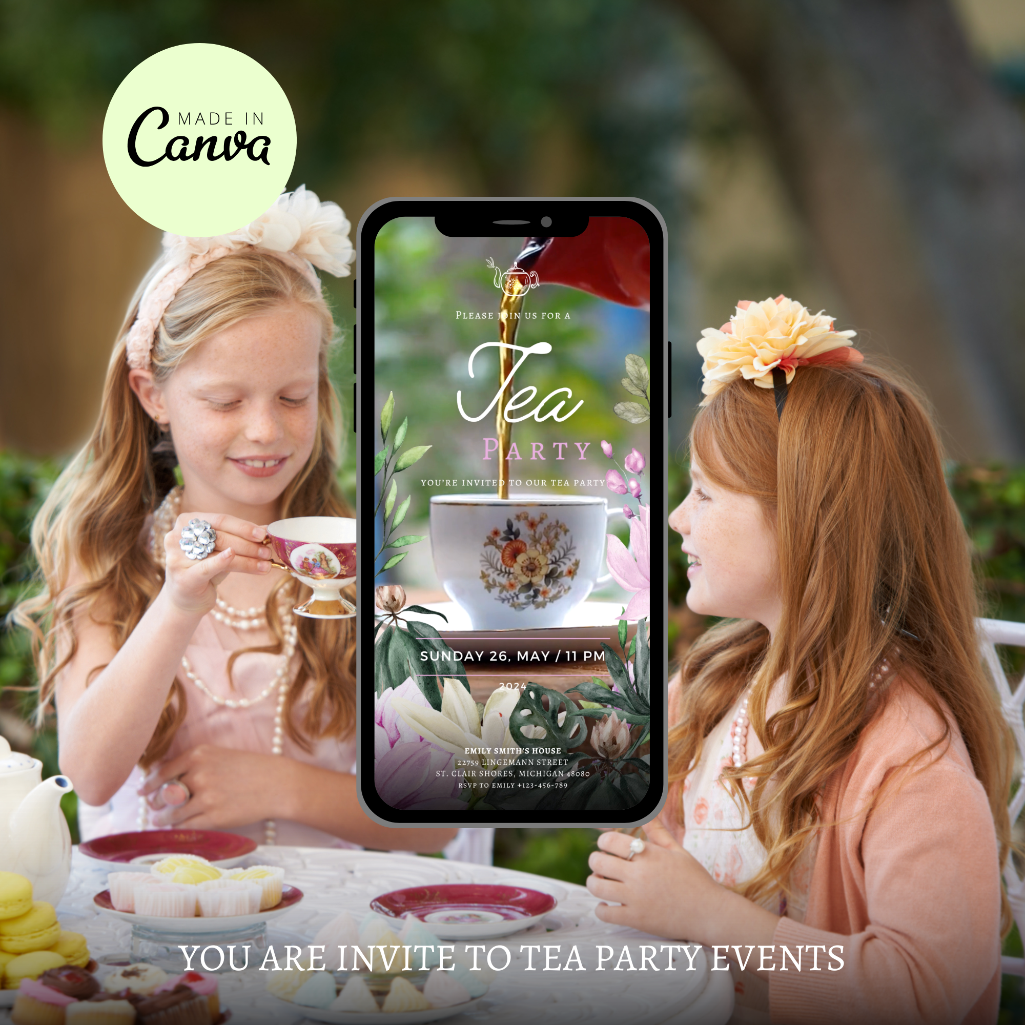 Digital Tea Party Invitation Template