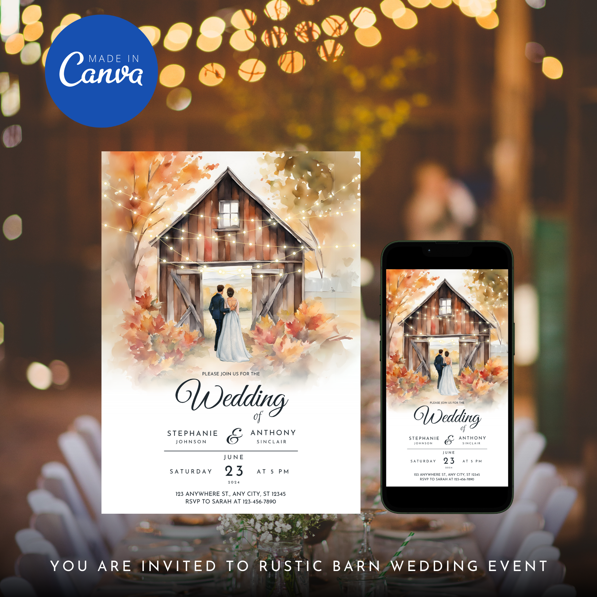 Rustic Barn Wedding Invitation Template