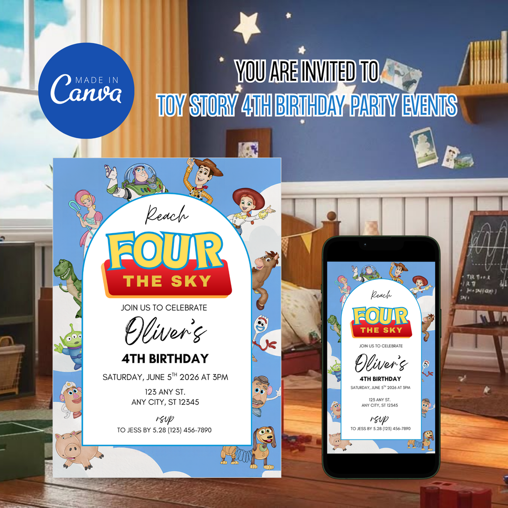Toy Story 4th Birthday Invitation for kids party