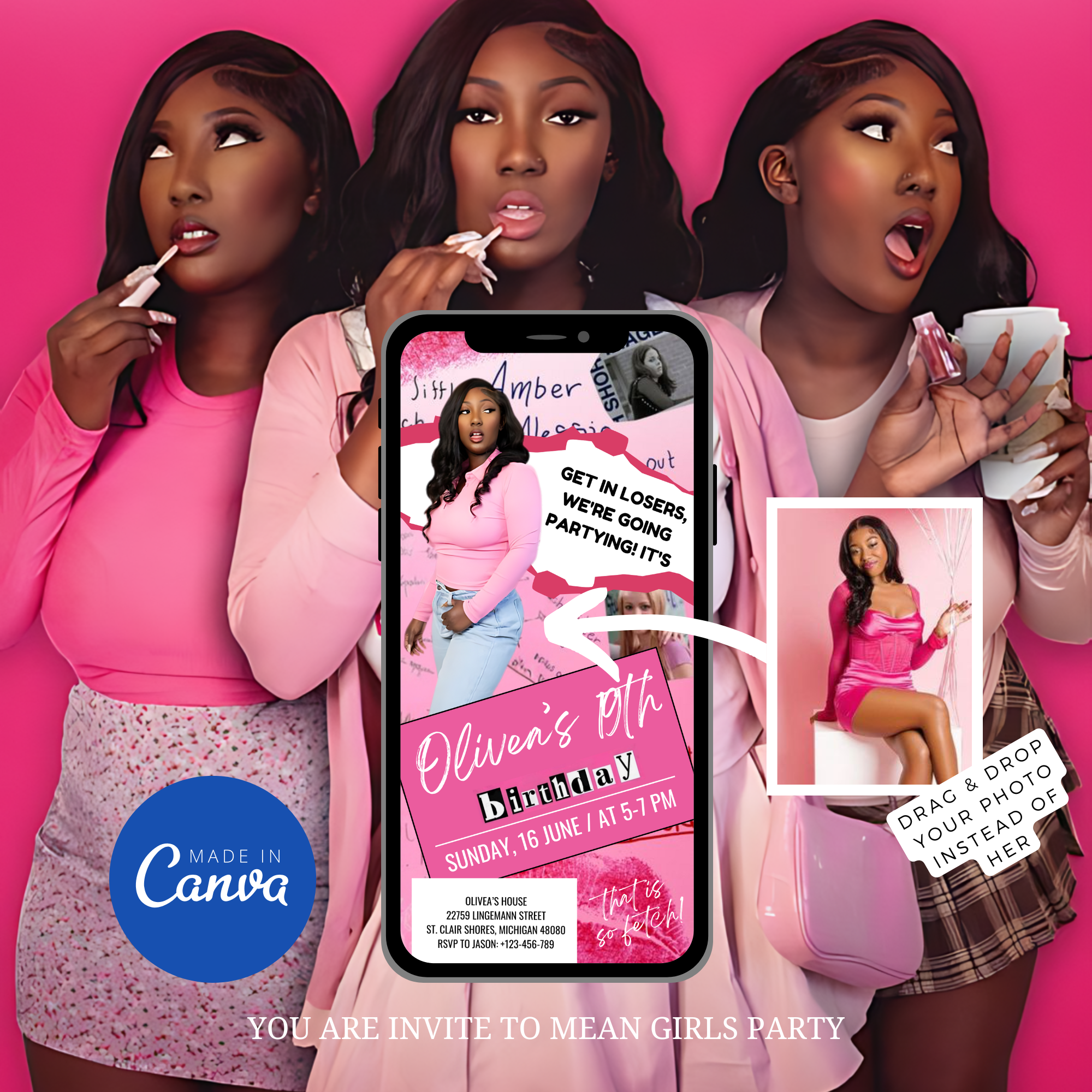 Mean Girls Themed Birthday Invitation Template