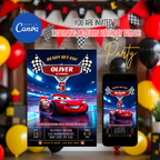 Cars birthday invitation editable Canva template for kids
