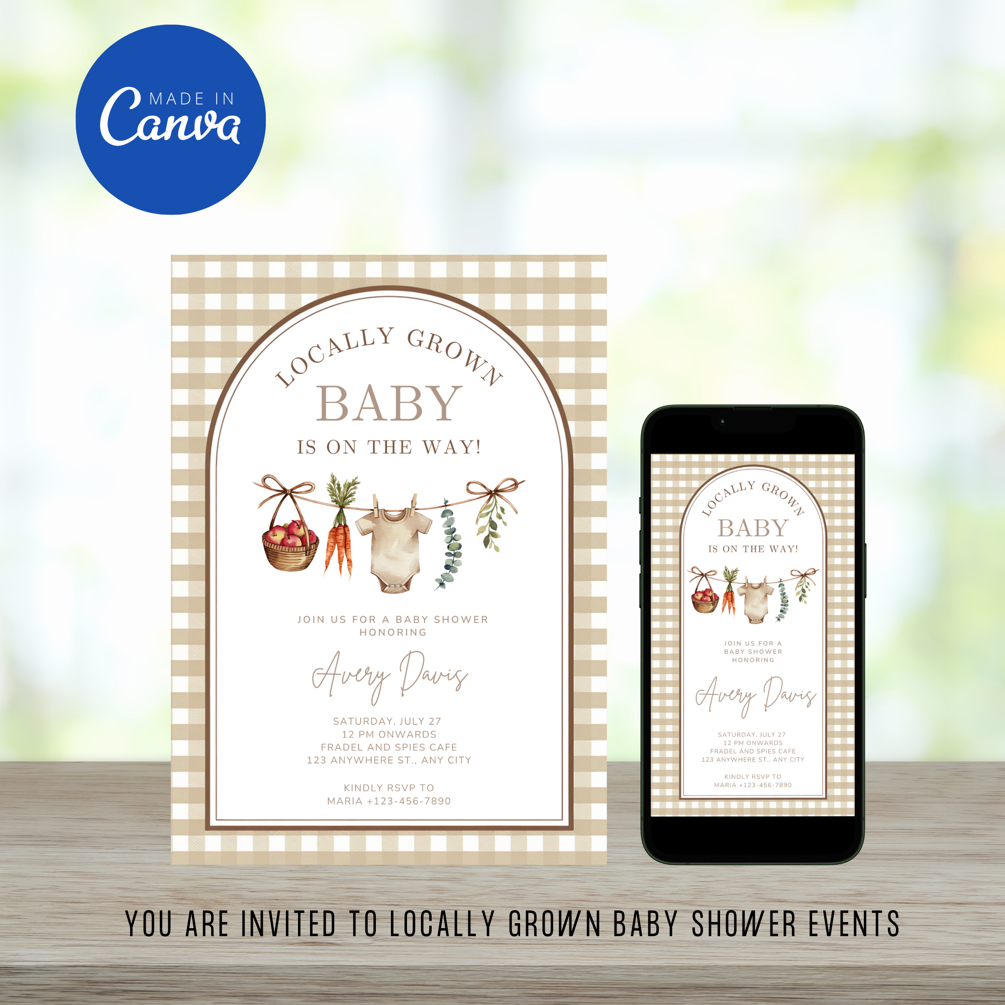 Locally Grown Baby Shower Invitation Template