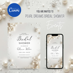 Pearl-themed bridal shower invitation in soft ivory tones