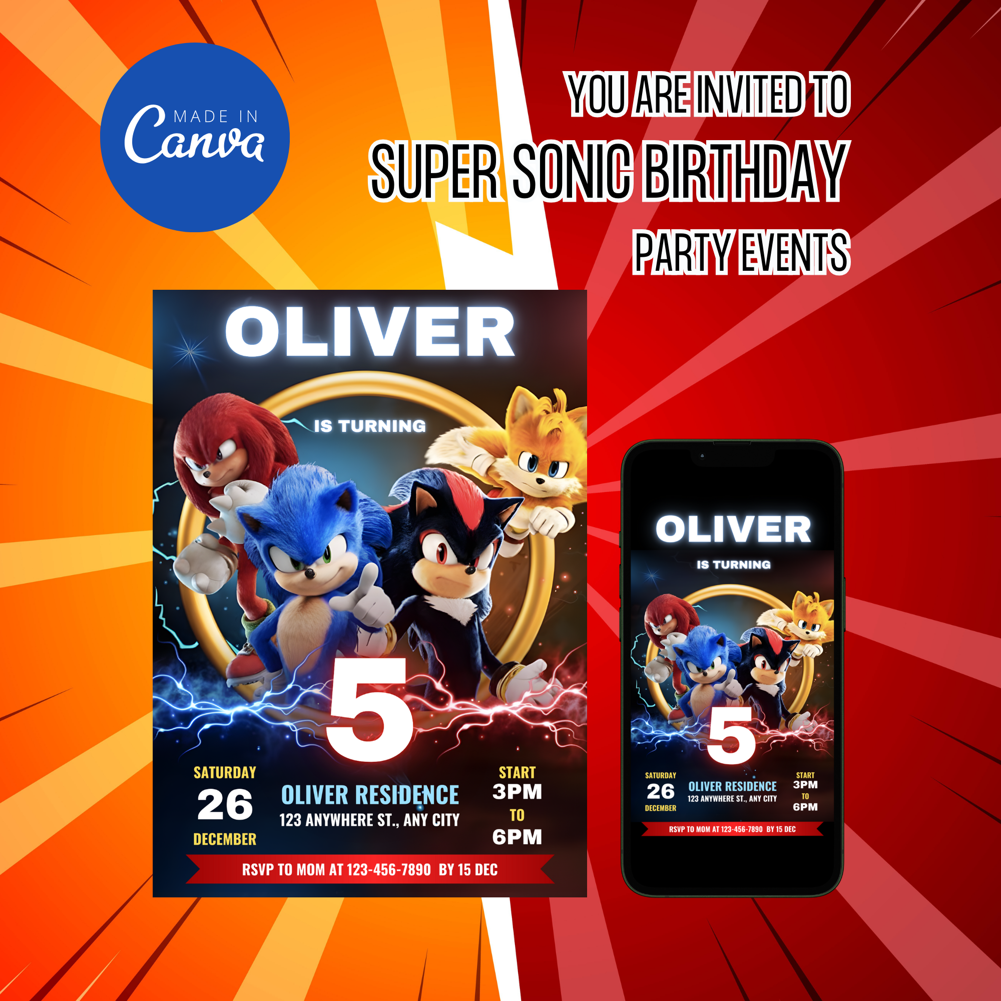 Sonic Invitation Template - Earthyprints