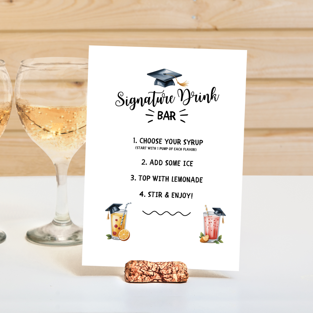 Customized Graduation Signature Drink Bar Menu