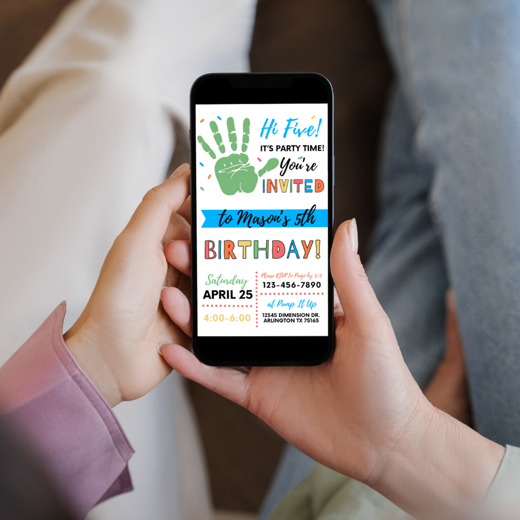 Printable 5th birthday invitation fun cartoon style