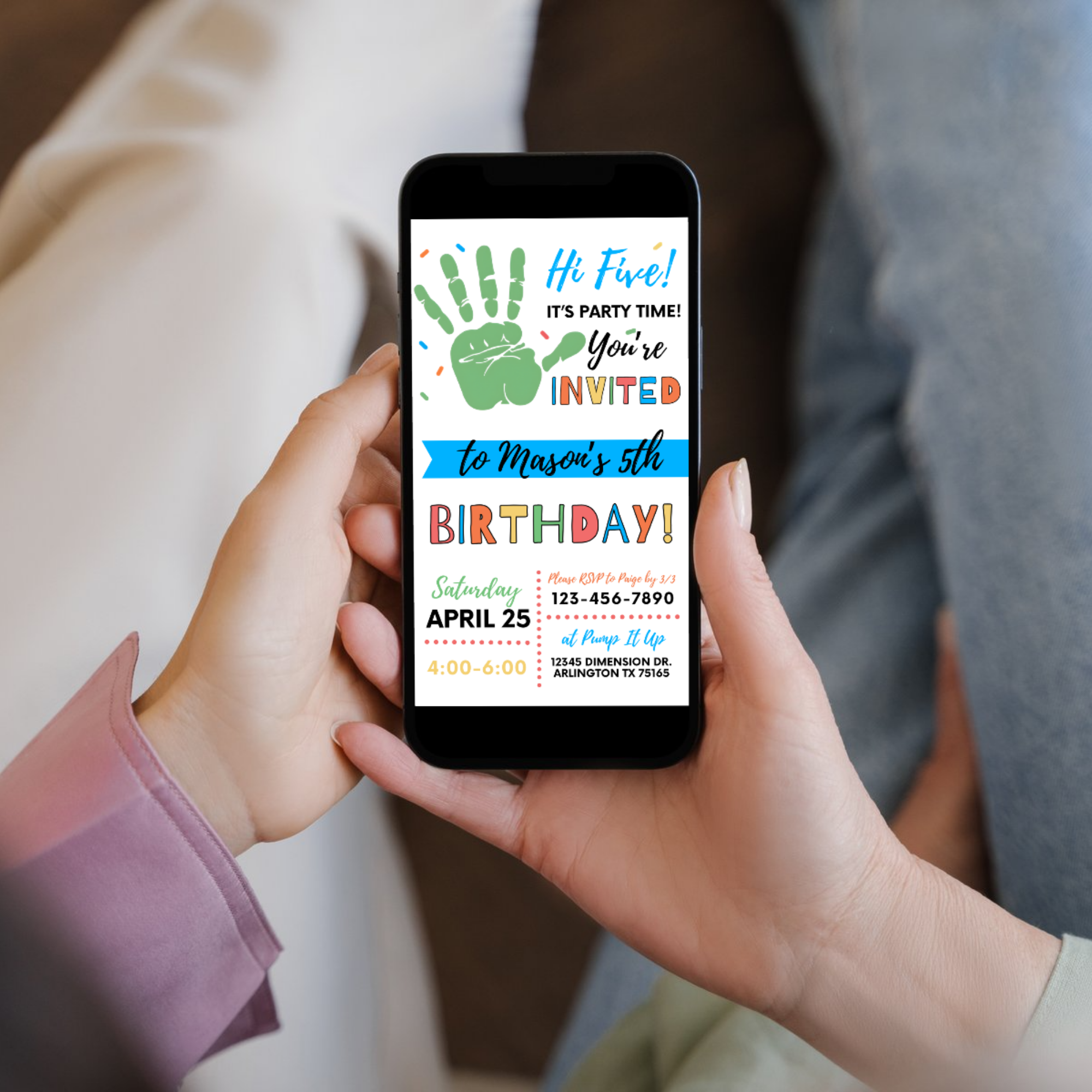 Printable 5th birthday invitation fun cartoon style