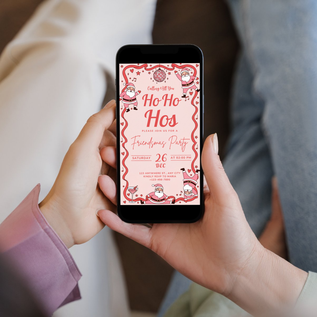 Ho Ho Hos Funny Christmas Party Invitation - Earthyprints