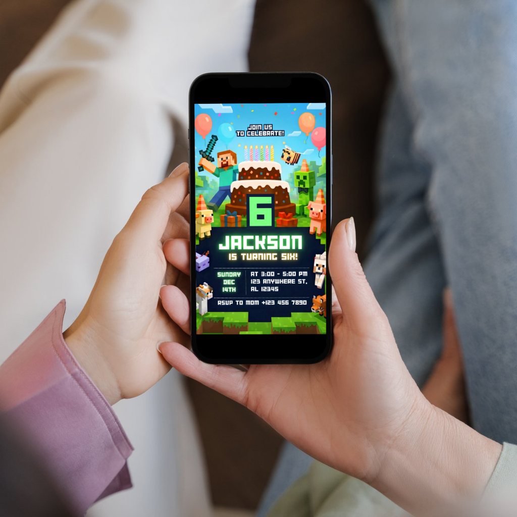 Editable Minecraft birthday invitation digital download