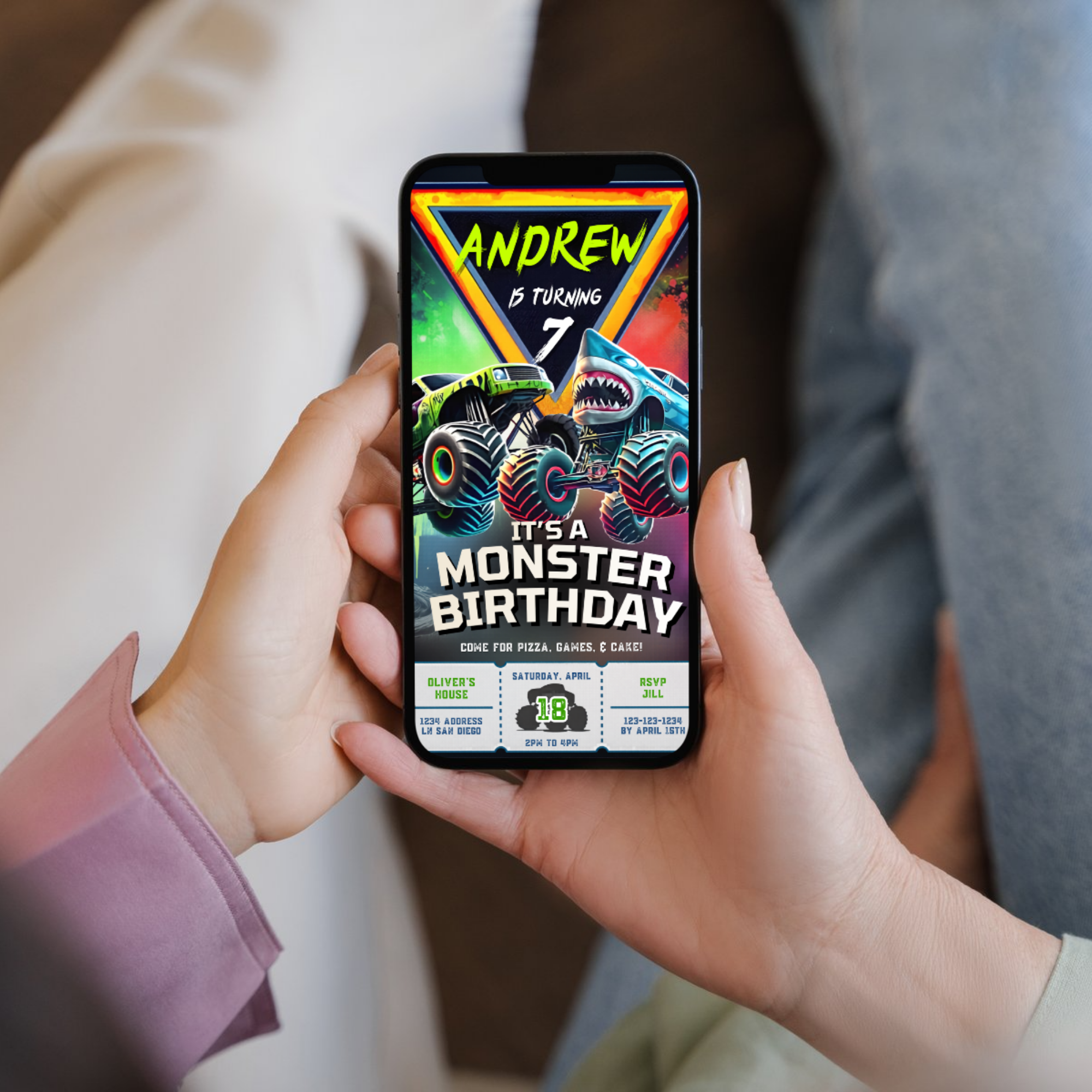 monster truck invitation bold tire design